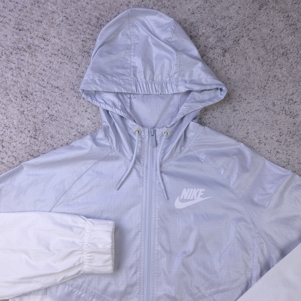 Nike Sportswear Jacket Womens Small Lightweight‎ Windrunner Ripstop White Gray - Picture 6 of 12